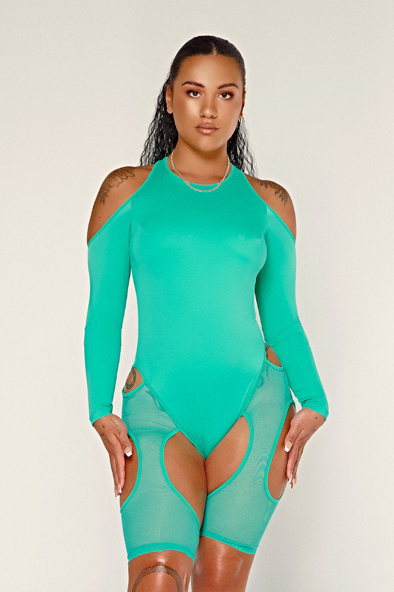CXIX Dollhaus Mesh Bodysuit - Aqua-Creatures of XIX-Pole Junkie