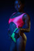 Rolling Malandra Bodysuit - Ribbed Neon Pink/Green-Rolling-Pole Junkie