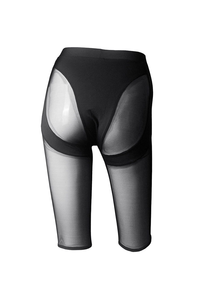 Hamade Activewear Mesh Garter Style Cycling Shorts - Black-Hamade Activewear-Pole Junkie