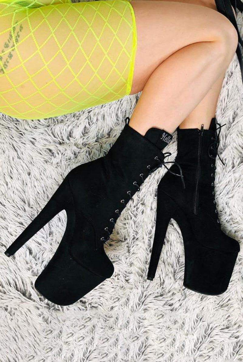 Hella Heels BabyDoll 8inch Boots - Black-Hella Heels-Pole Junkie