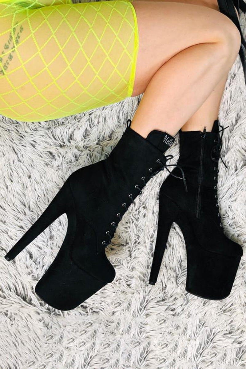 Hella Heels BabyDoll 8inch Boots - Black-Hella Heels-Pole Junkie