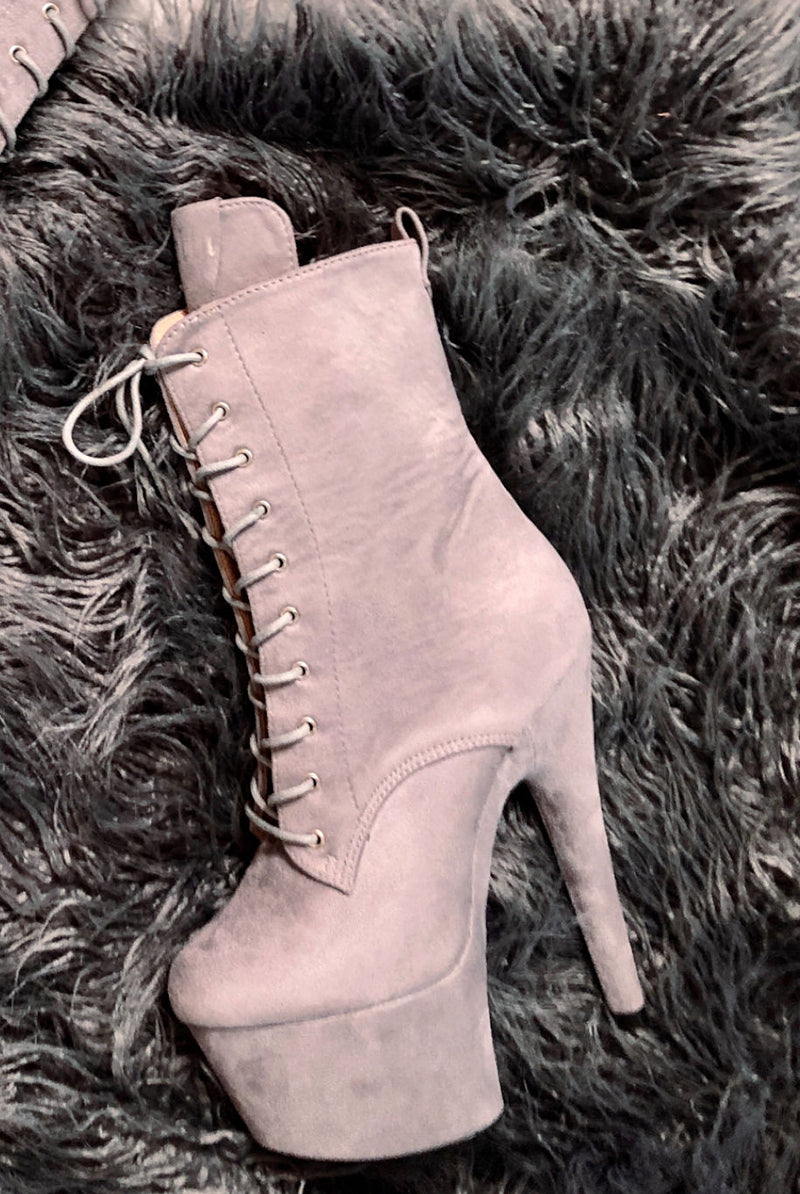 Hella Heels BabyDoll 7inch Boots - Light Grey-Hella Heels-Pole Junkie