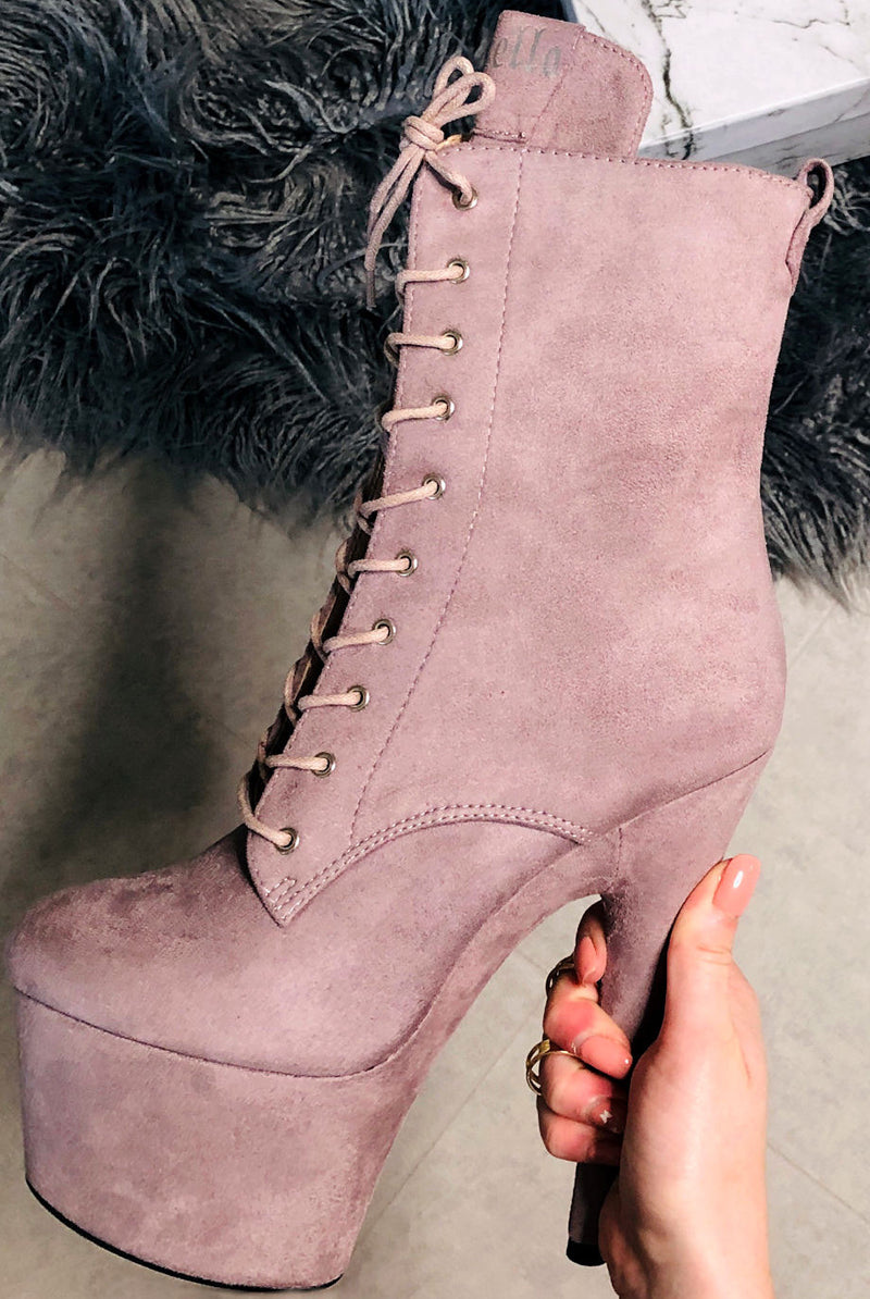 Hella Heels BabyDoll 7inch Boots - Lilac Mink-Hella Heels-Pole Junkie