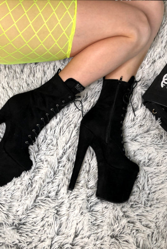 Hella Heels BabyDoll 8inch Boots - Black-Hella Heels-Pole Junkie