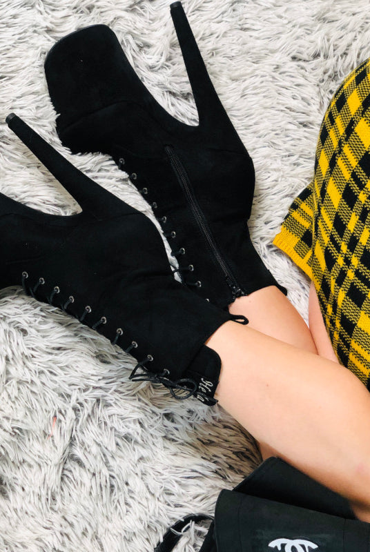 Hella Heels BabyDoll 8inch Boots - Black-Hella Heels-Pole Junkie