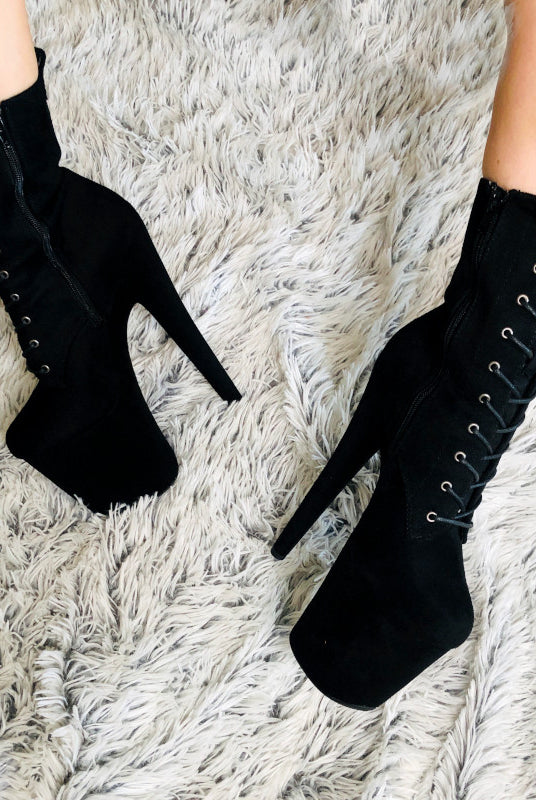 Hella Heels BabyDoll 8inch Boots - Black-Hella Heels-Pole Junkie