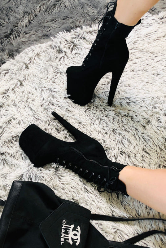 Hella Heels BabyDoll 8inch Boots - Black-Hella Heels-Pole Junkie