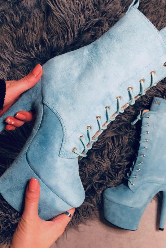 Hella Heels BabyDoll 7inch Boots - Baby Blue-Hella Heels-Pole Junkie