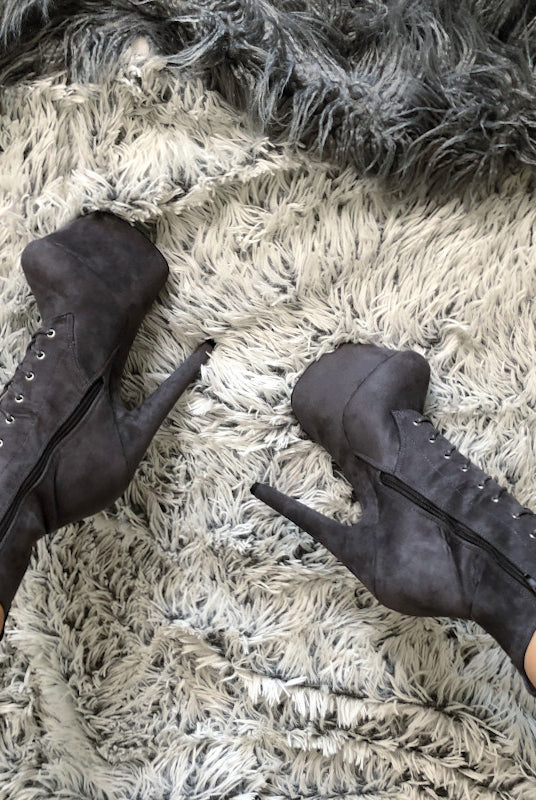 Hella Heels BabyDoll 7inch Boots - Dark Grey-Hella Heels-Pole Junkie