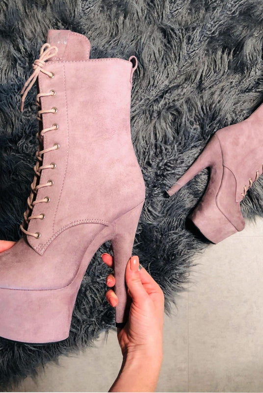Hella Heels BabyDoll 7inch Boots - Lilac Mink-Hella Heels-Pole Junkie