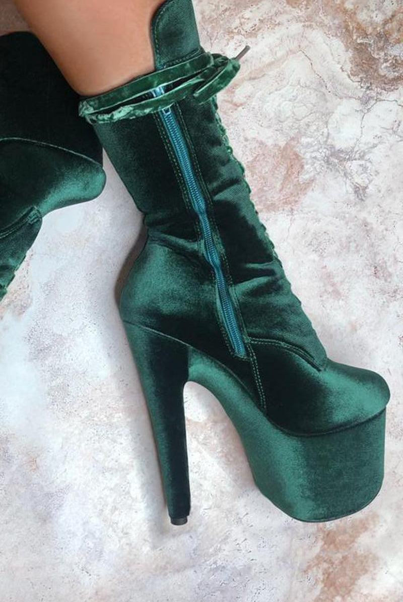 Hella Heels BabyDoll Velvet 7inch Boots - NY Gangster-Hella Heels-Pole Junkie