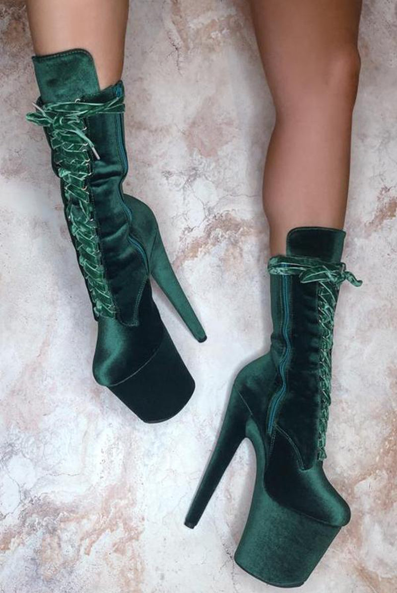 Hella Heels BabyDoll Velvet 8inch Boots - NY Gangster-Hella Heels-Pole Junkie