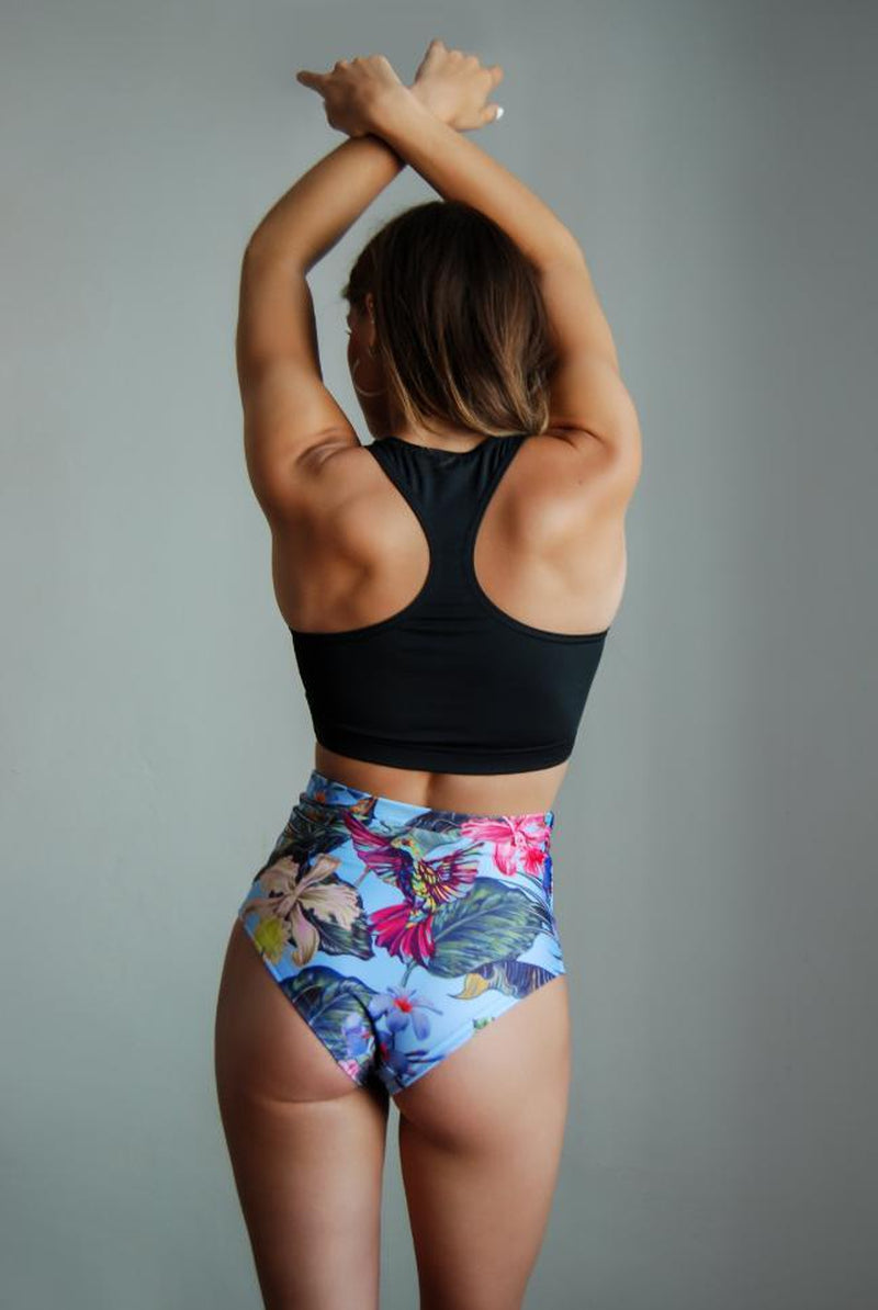 Pole Addict High Waisted Shorts - Tropical Flowers-Pole Addict-Pole Junkie