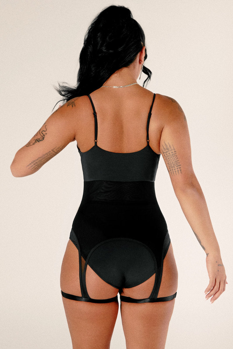 CXIX Baddies Garter Bodysuit - Onyx-Creatures of XIX-Pole Junkie