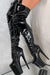 Hella Heels LipKit Thigh High Front Lace 9inch Boots - Black Beatle-Hella Heels-Pole Junkie