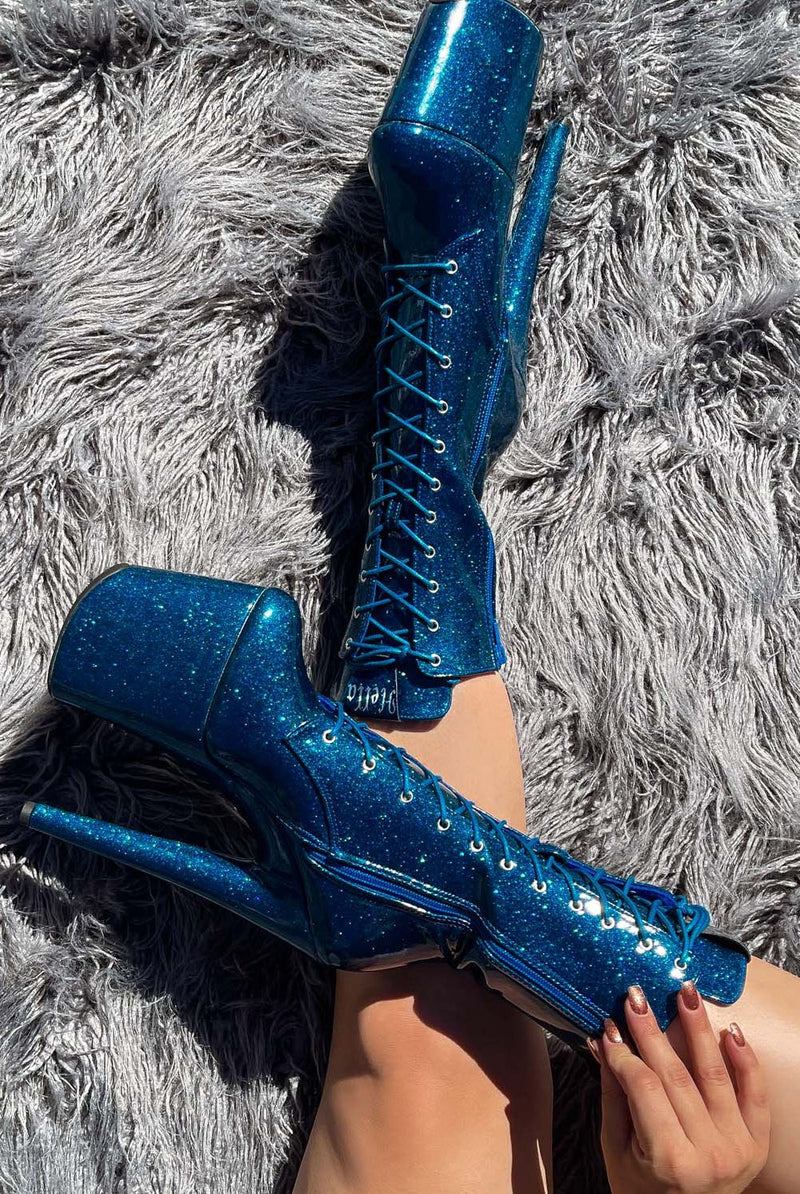 Hella Heels The Glitterati 8inch Boots - Skinny Dippin'-Hella Heels-Pole Junkie