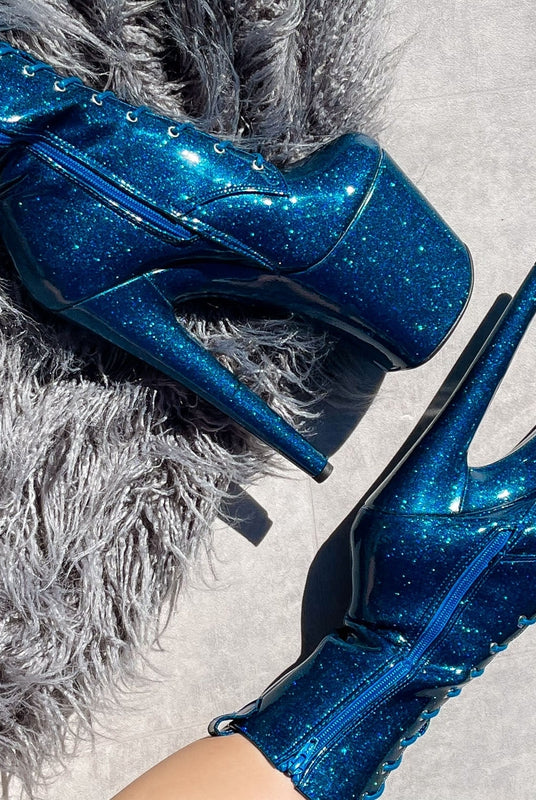 Hella Heels The Glitterati 8inch Boots - Skinny Dippin'-Hella Heels-Pole Junkie