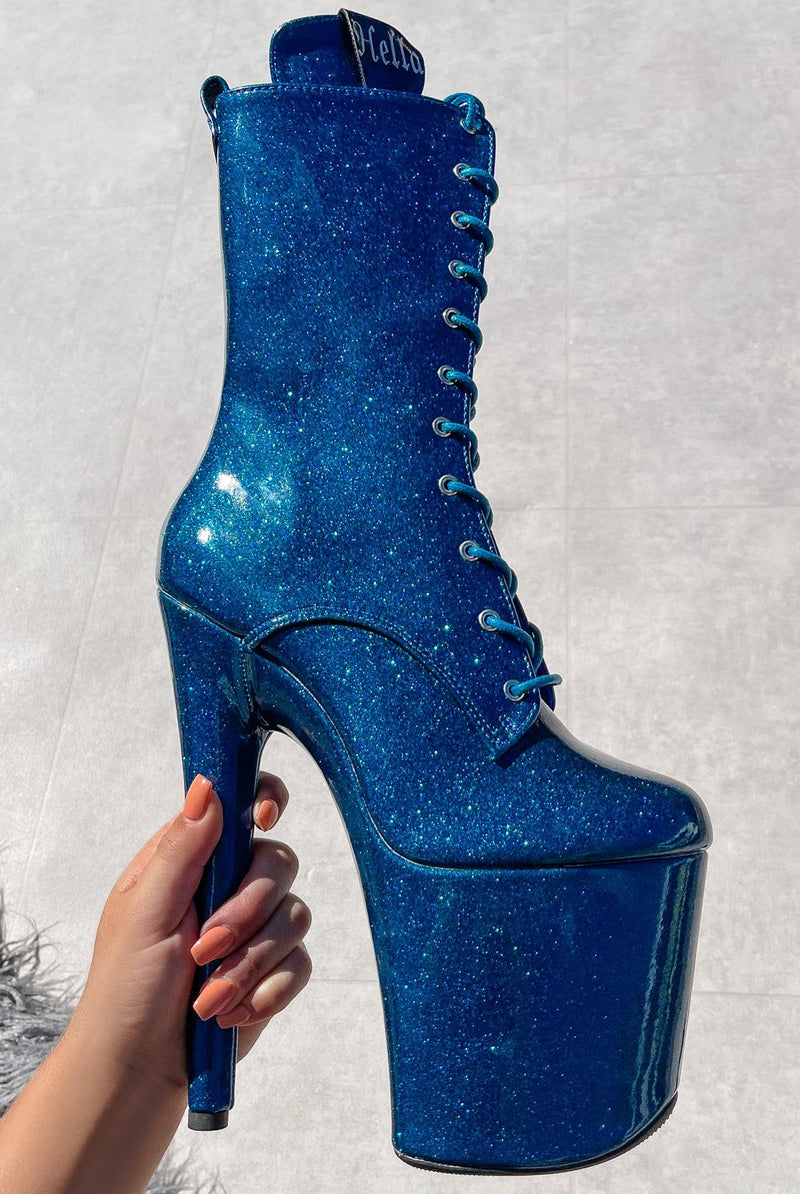 Hella Heels The Glitterati 8inch Boots - Skinny Dippin'-Hella Heels-Pole Junkie