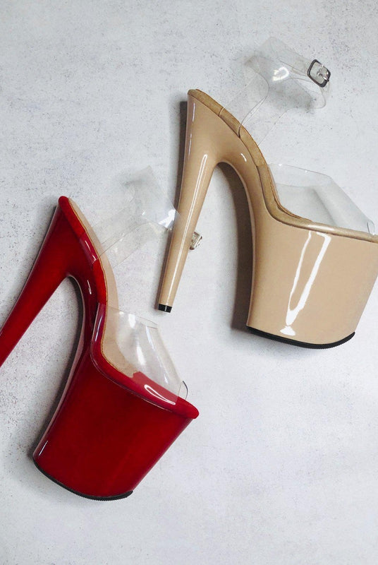 Hella Heels Classic Gloss 8inch Stilettos - Chilli-Hella Heels-Pole Junkie