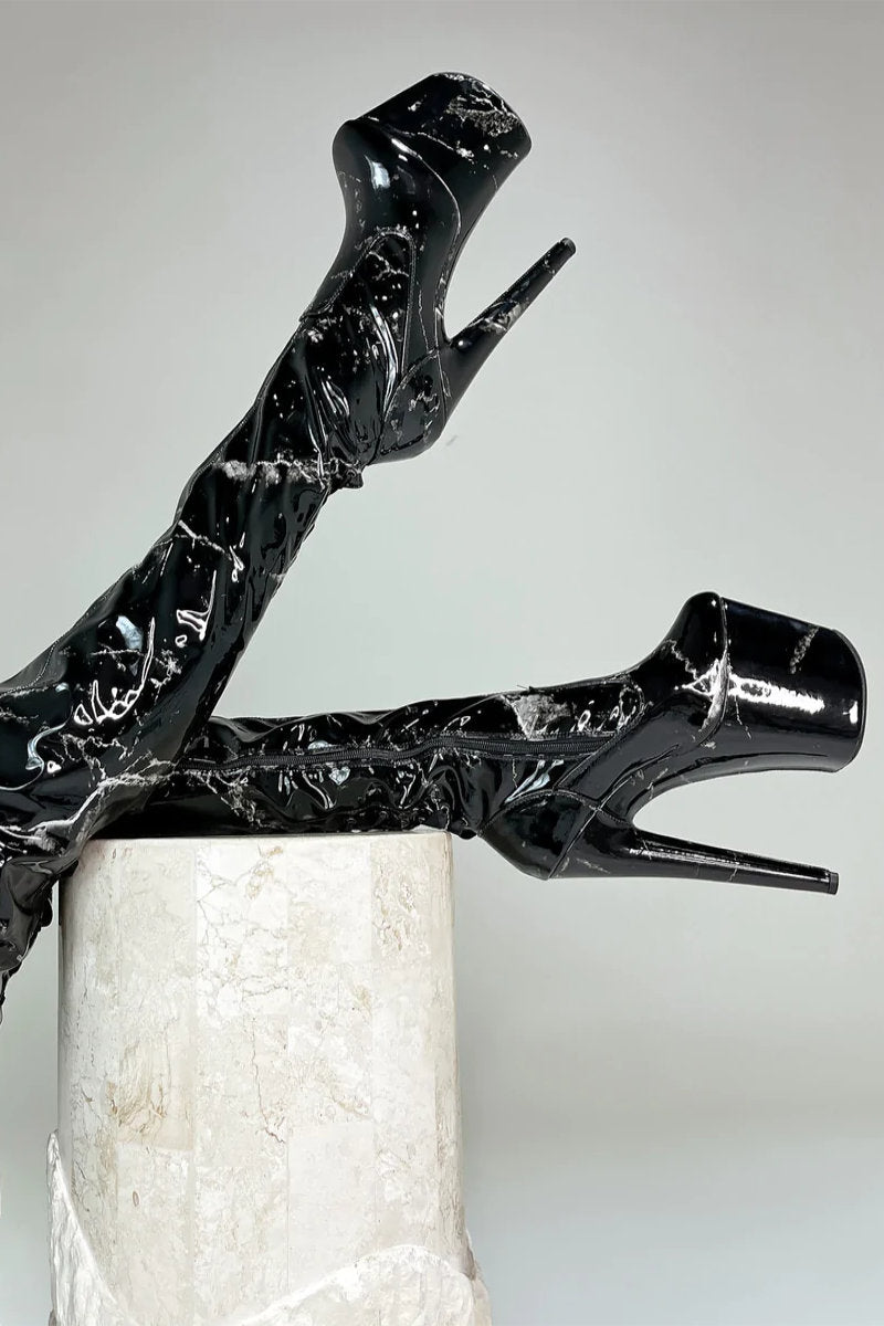 Hella Heels Renaissance Slim Thigh High 8inch Boots - Confession-Hella Heels-Pole Junkie