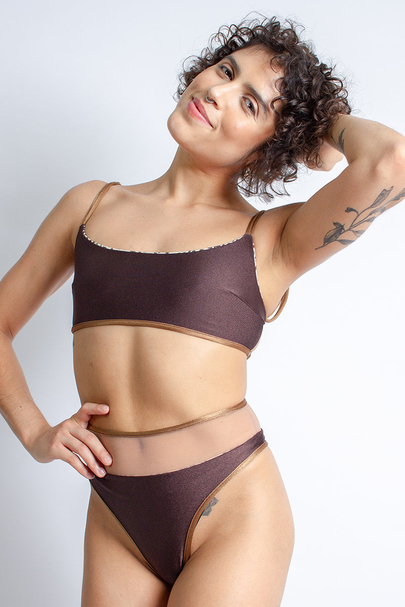 Rolling Vento Reversible Selva Top - Beige Leopard/Chocolate-Rolling-Pole Junkie