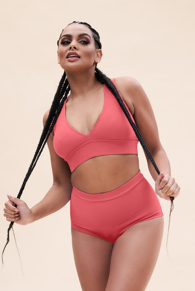 Lunalae Courtney V Neck Top - Recycled Watermelon-Lunalae-Pole Junkie