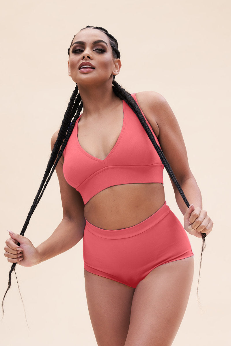 Lunalae Courtney V Neck Top - Recycled Watermelon-Lunalae-Pole Junkie