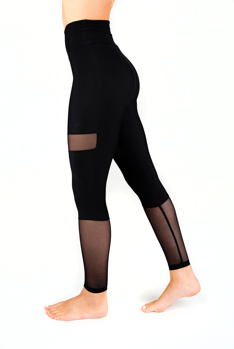 Dragonfly Barbara Leggings - Black Mesh-Dragonfly-Pole Junkie