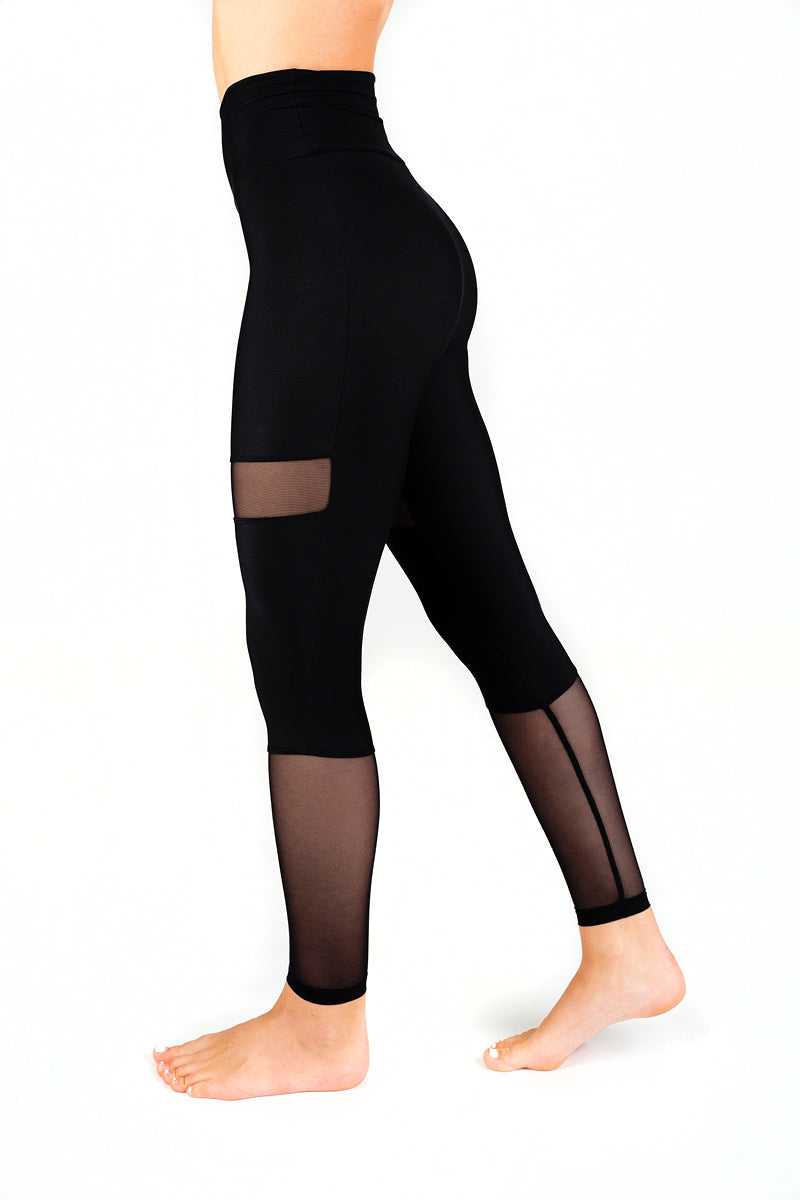 Dragonfly Barbara Leggings - Black Mesh-Dragonfly-Pole Junkie
