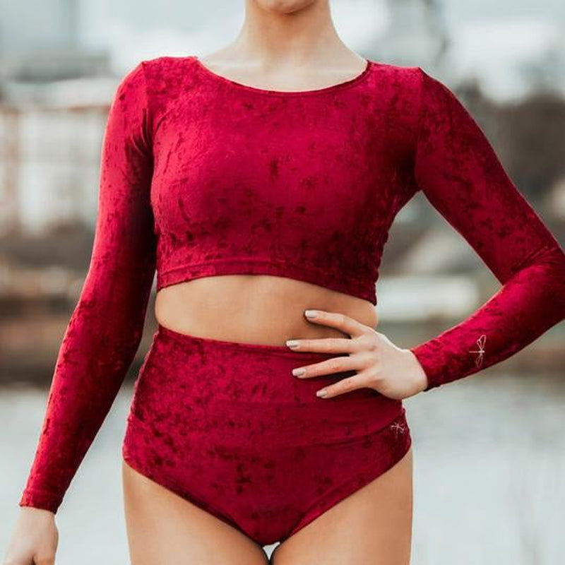 Dragonfly Pavi Crop Top - Velvet Red-Dragonfly-Pole Junkie