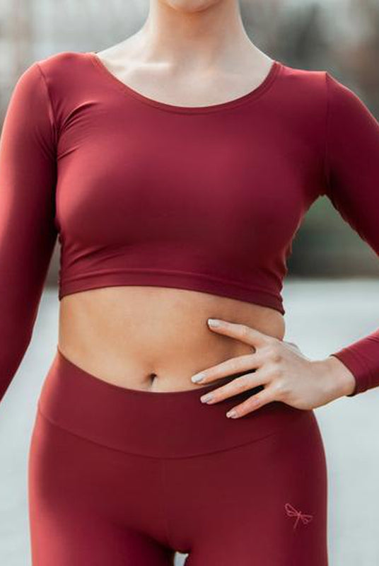 Dragonfly Pavi Crop Top - Burgundy-Dragonfly-Pole Junkie