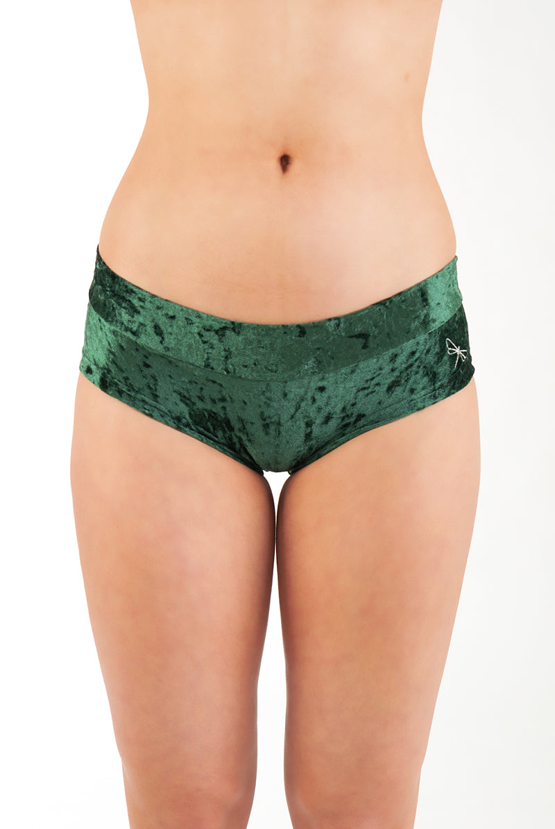 Dragonfly Hot Pants - Velvet Emerald-Dragonfly-Pole Junkie