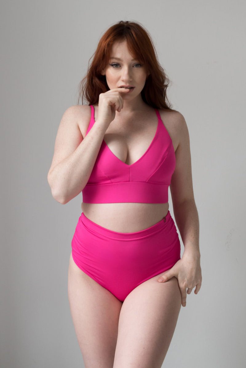 Pole Addict Scrunch Butt Basic High Waist Shorts - Neon Pink-Pole Addict-Pole Junkie