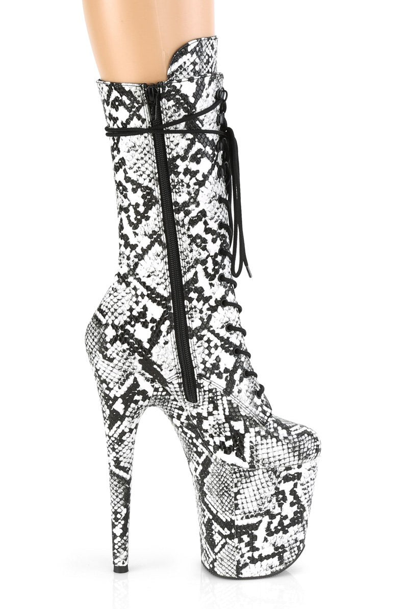 Pleaser USA Flamingo-1050SP 8inch Pleaser Boots - White Snake-Pleaser USA-Pole Junkie