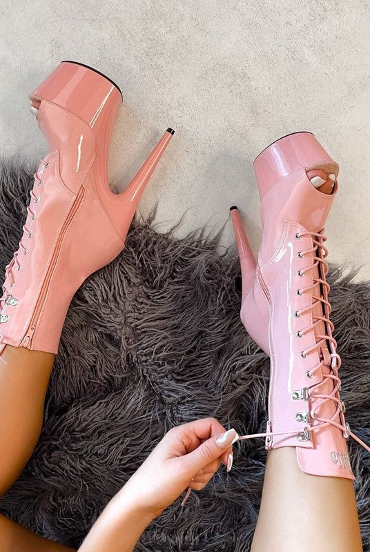 Hella Heels LipKit Open Toe 7inch Boots - Candy Shop-Hella Heels-Pole Junkie