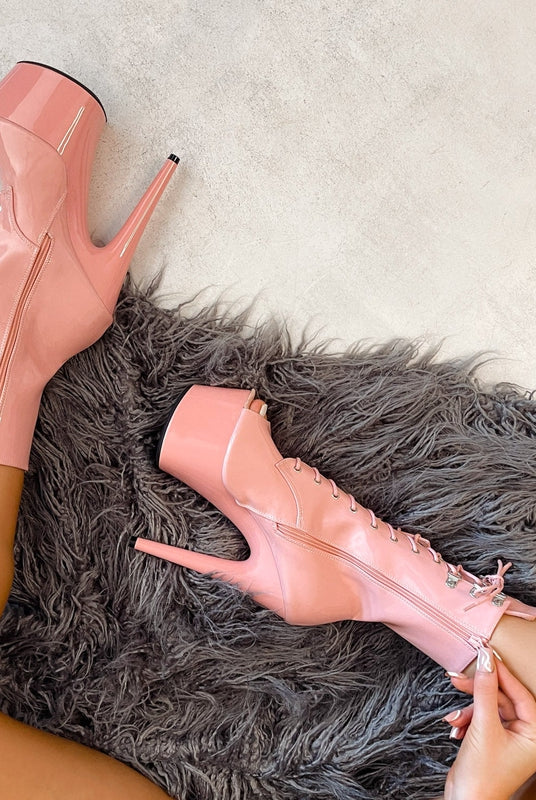 Hella Heels LipKit Open Toe 7inch Boots - Candy Shop-Hella Heels-Pole Junkie