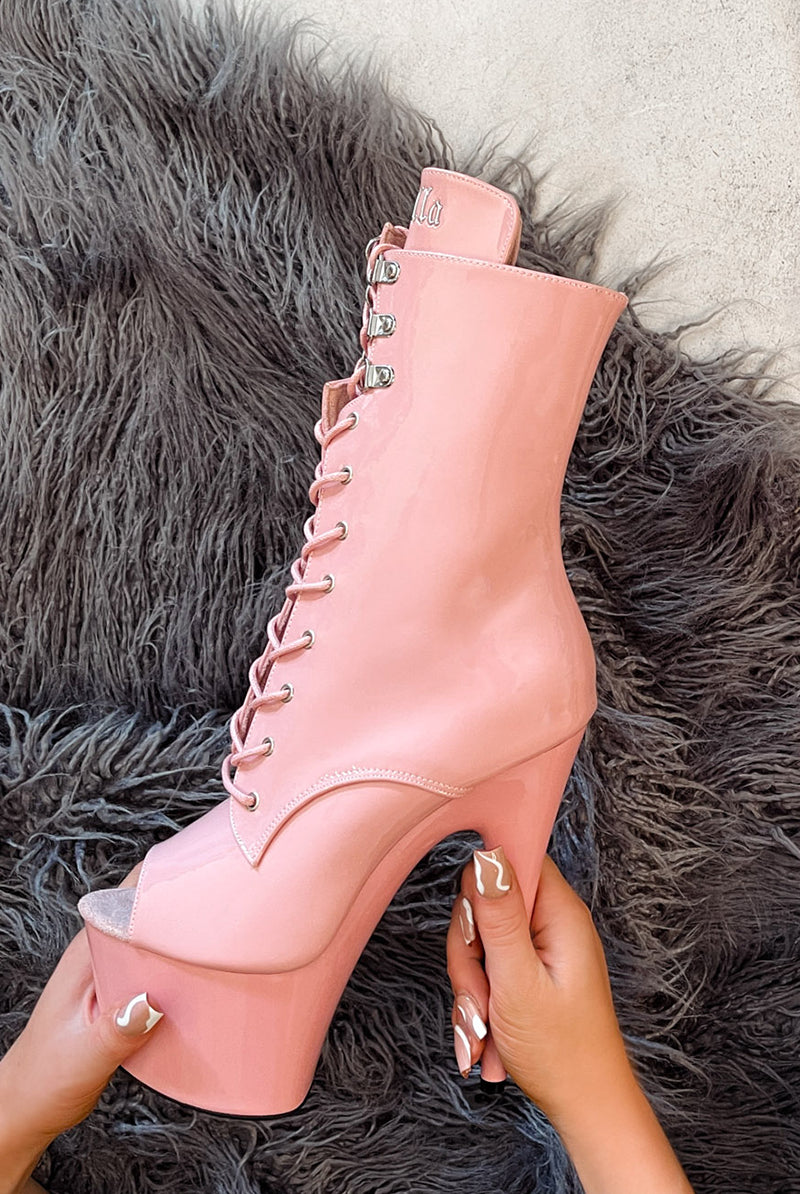 Hella Heels LipKit Open Toe 7inch Boots - Candy Shop-Hella Heels-Pole Junkie
