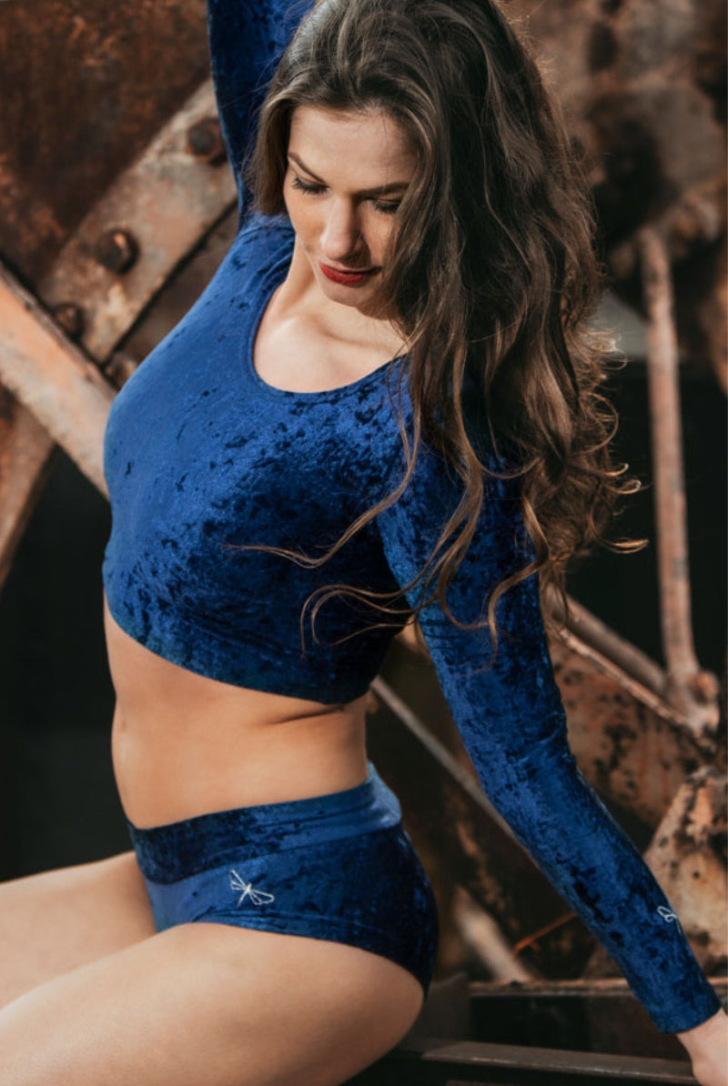 Dragonfly Hot Pants - Velvet Blue-Dragonfly-Pole Junkie