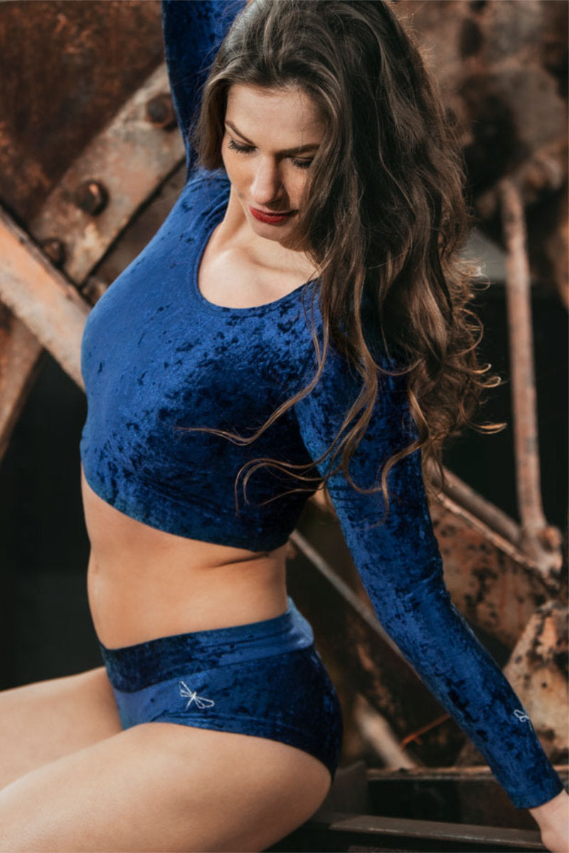 Dragonfly Hot Pants - Velvet Blue-Dragonfly-Pole Junkie