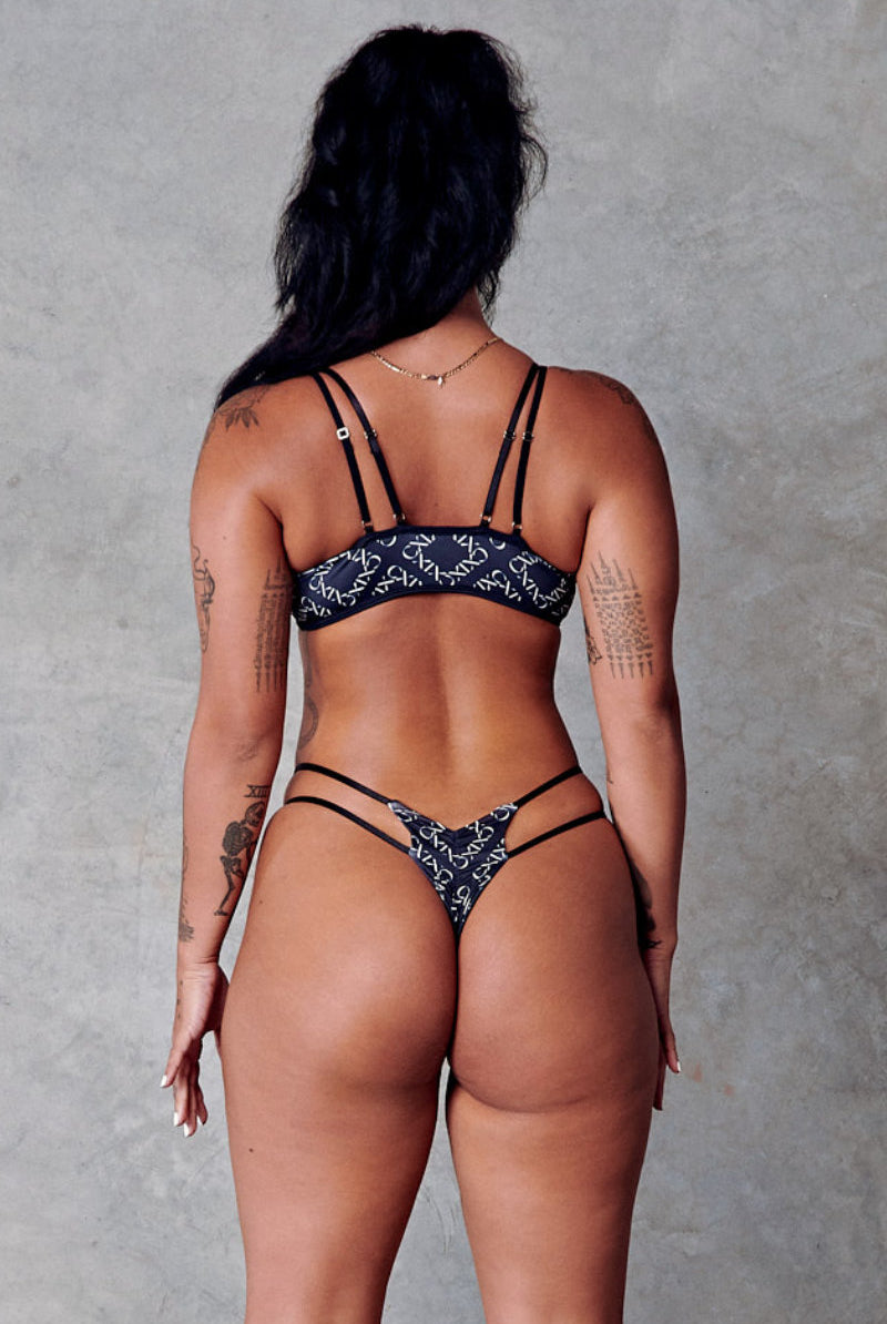 CXIX 119 High-Rise Thong Bottoms - Black Print-Creatures of XIX-Pole Junkie