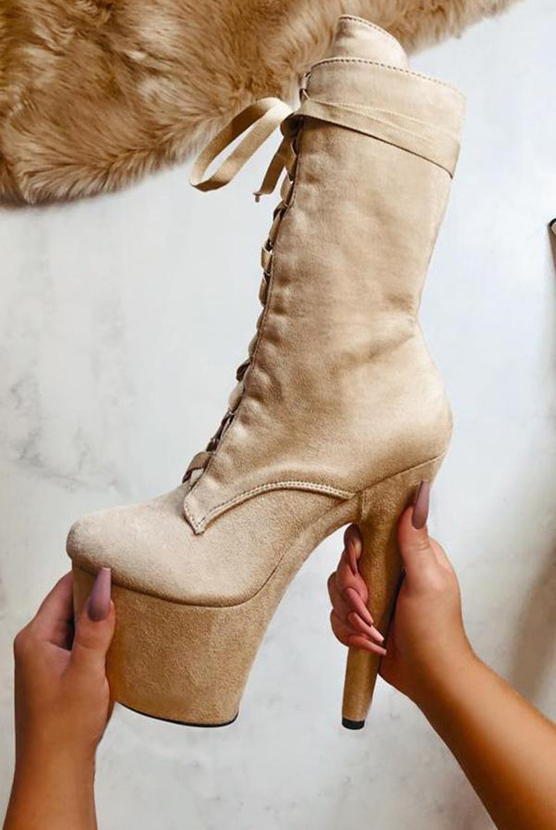 Hella Heels High BabyDoll 7inch Boots - Sand-Hella Heels-Pole Junkie