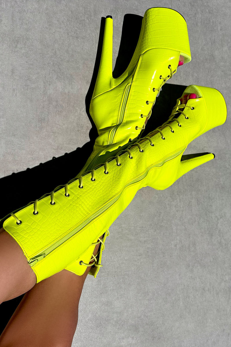 Hella Heels OH SNAP Knee High Open Toe Boots - 8inch-Hella Heels-Pole Junkie