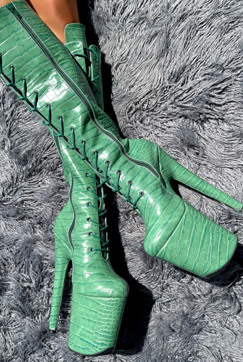 Hella Heels Killing Adam Knee High Boots - 8inch-Hella Heels-Pole Junkie