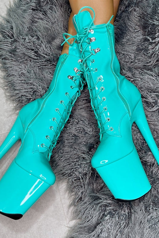 Hella Heels LipKit 8inch Boots - Minted-Hella Heels-Pole Junkie