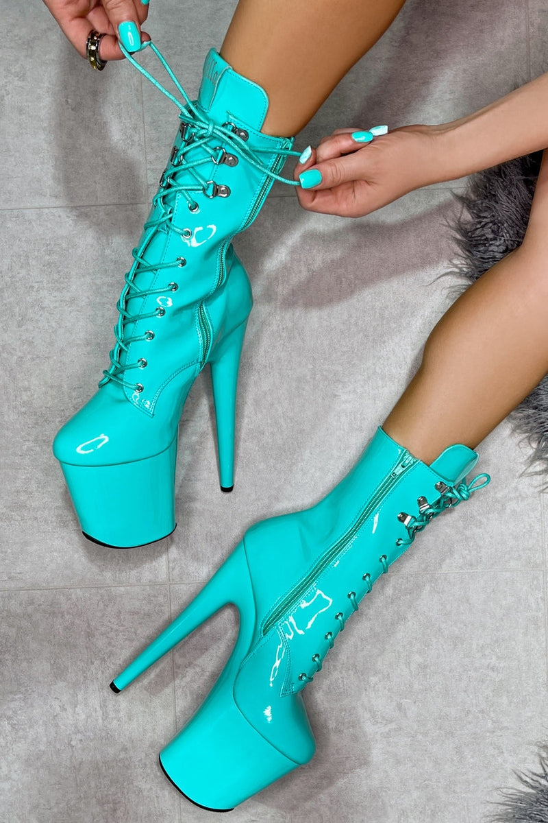 Hella Heels LipKit 8inch Boots - Minted-Hella Heels-Pole Junkie