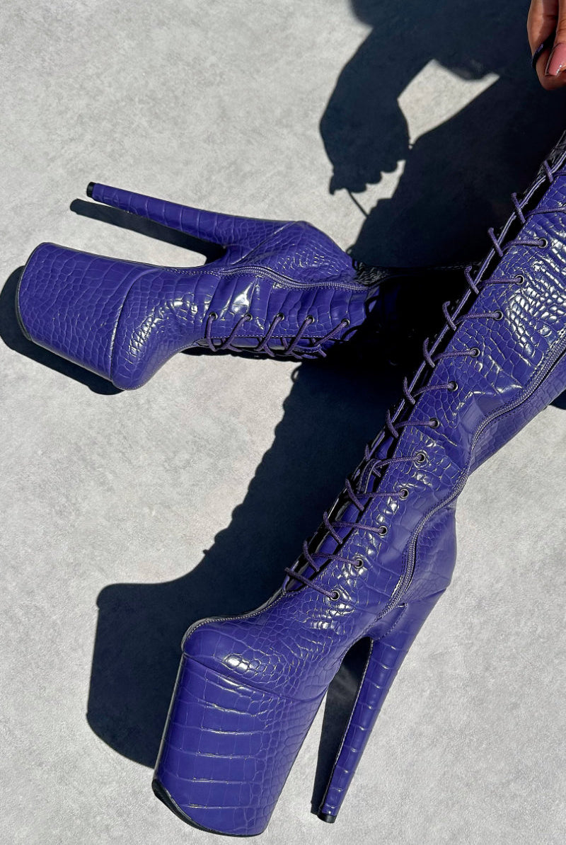 Hella Heels Play Dead Knee High Boots - 8inch-Hella Heels-Pole Junkie