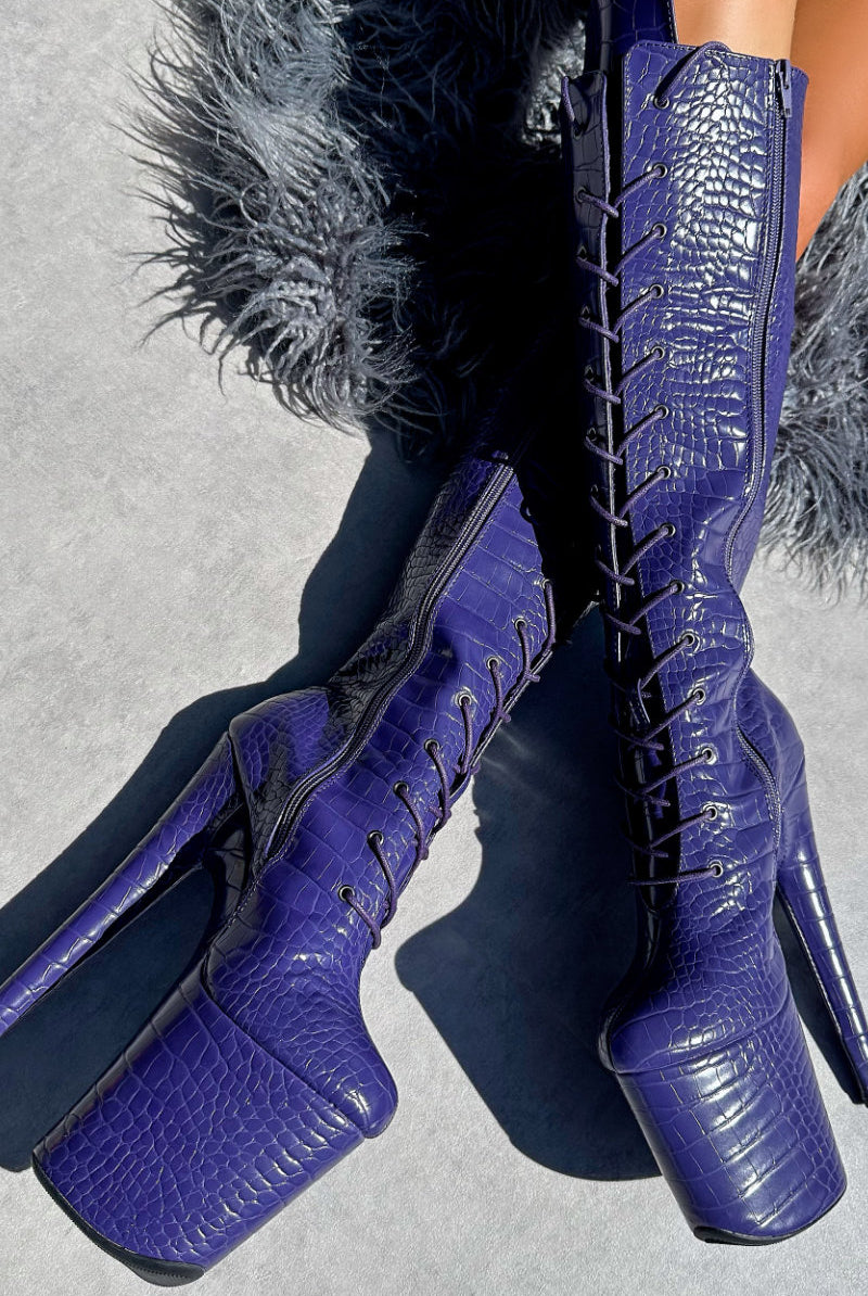 Hella Heels Play Dead Knee High Boots - 8inch-Hella Heels-Pole Junkie