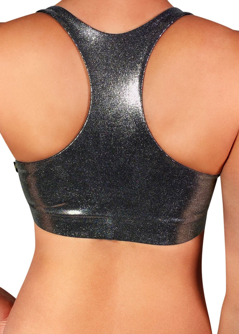 Cleo the Hurricane Twist Sports Bra - Metallic Chrome-Cleo the Hurricane-Pole Junkie