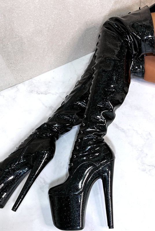 Hella Heels The Glitterati Thigh High 8inch Boots - Sin City-Hella Heels-Pole Junkie