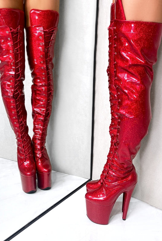 Hella Heels The Glitterati Thigh High 8inch Boots - Kansass-Hella Heels-Pole Junkie